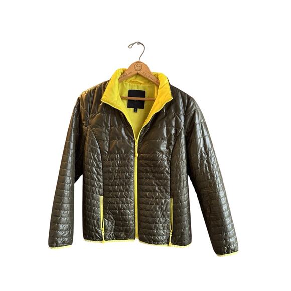 Talbots Primaloft Jacket Full Zip Warmth Light Weight Army Green Yellow Women Mp - Picture 1 of 7
